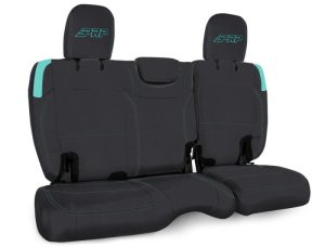 Jeep Wrangler JLU 4XE Edition Seat Cover - Rear - PRP Seats - Black/Teal - `21-`27 Jeep Wrangler JLU 4XE Edition Seat Cover - Rear - PRP Seats - Black/Teal - `21-`27